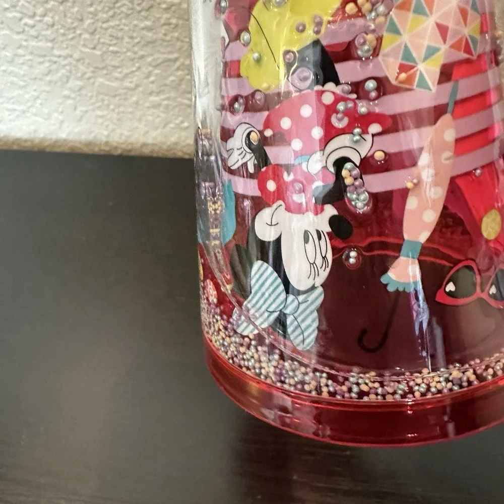 Disney Store NWT Minnie Mouse Cup Mug Double Walled Glitter Shake